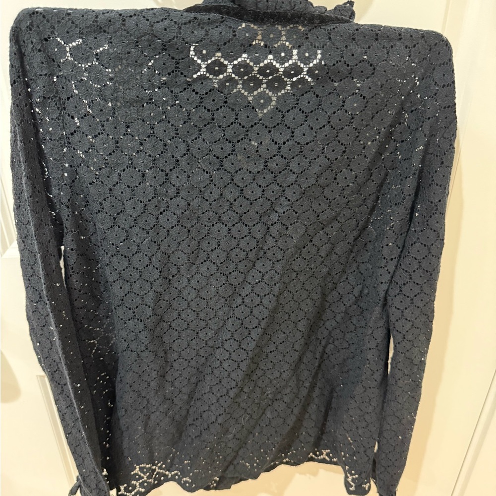 Sezane Elegant Black Lace Women's blouse - Picture 2 of 4
